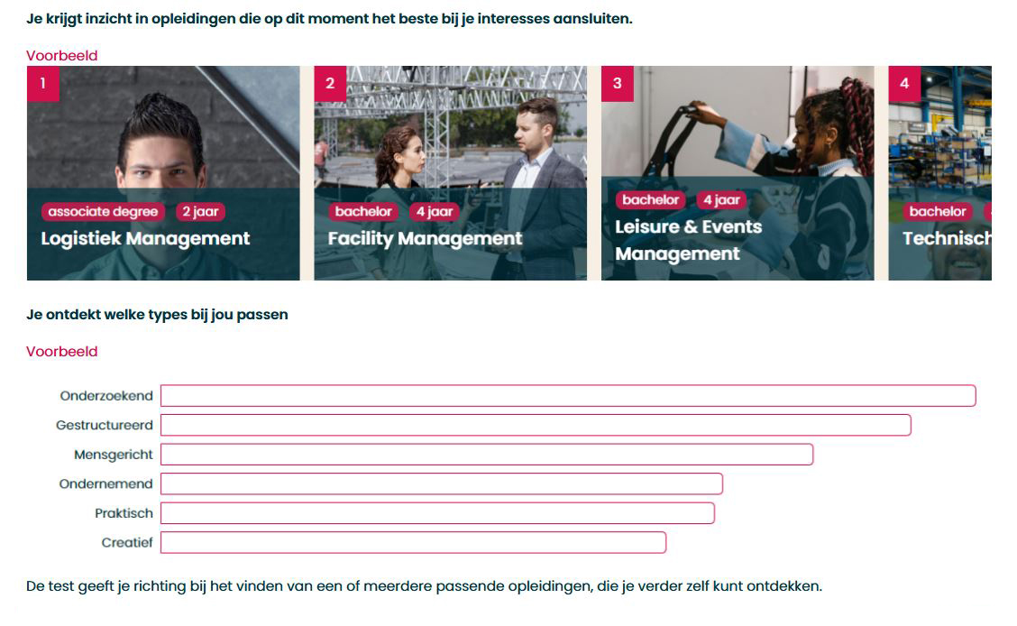 Voorbeeld uitslag studiekeuzetest